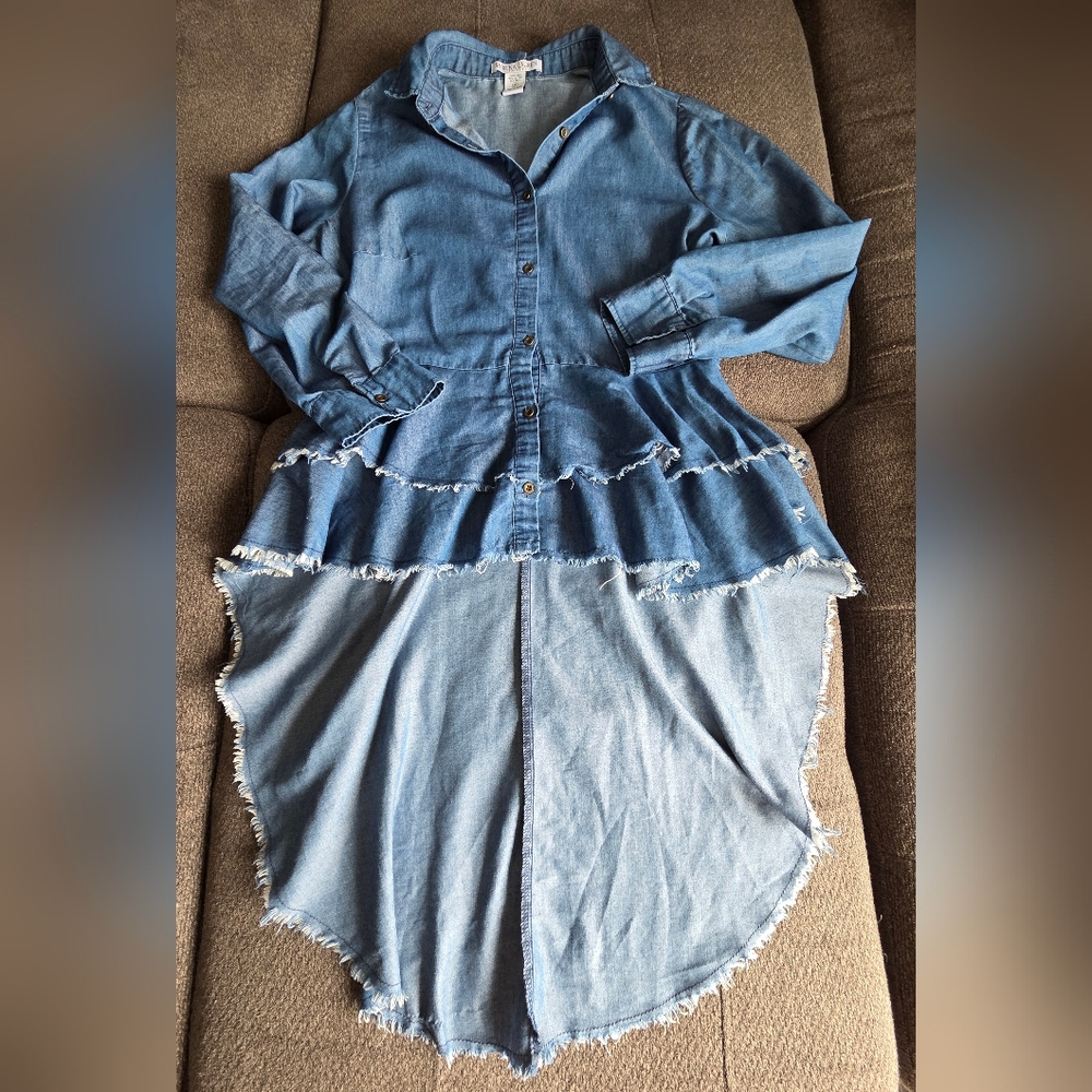 Ruffle Tuxedo Style Top Blouse In Size Medium.